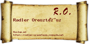 Radler Oresztész névjegykártya
